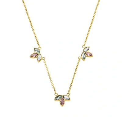 Immagine di Collana Flowery PURELEI® (oro), donna in acciaio inossidabile e resistente, con ciondoli a forma di fiore waterproof tendenza, lunghezza regolabile 40/45 cm (Oro)