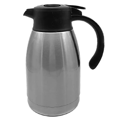 Immagine di OCEANO Caraffa termica Thermos Ermetico Bottiglia Teiera Brocca Tappo Beccuccio con Levetta acciaio inox Contenitore Bevande Fredde Calde Dispencer Sottovuoto Argento Grigio 1.5l