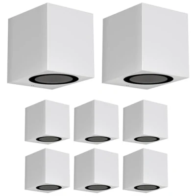 Immagine di ledscom.de 8 pz. applique ALSE per esterni, IP54, downlight, bianco opaco, angolare, 1x GU10 max. 35W