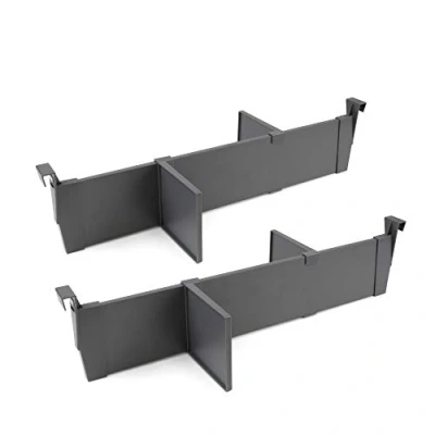 Immagine di Emuca Set separatori regolabili per cassetti, accessori divisori organizer cassetti 600mm, alluminio, grigio antracite.