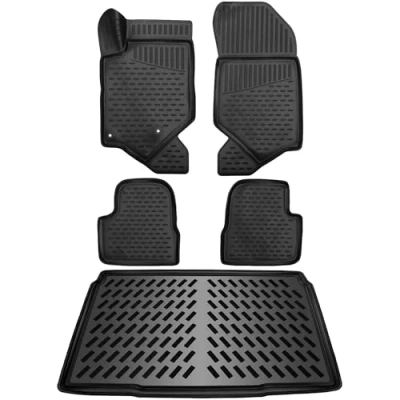 Immagine di ELMASLINE Set di tappetini in gomma 3D e vasca per bagagliaio Opel Mokka B 2021 2024 (fondo carico inferiore), non si adattano elettrico, bordo alto, bagagliaio,