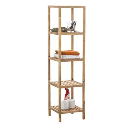 Immagine di Scaffale Bagno Salvaspazio in Legno Colonna per Camera da Letto Cabina Armadio Cucina o Libreria Soggiorno, Colore:Noce, Dimensione:XL