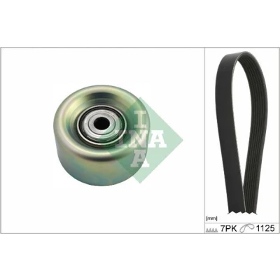 Immagine di INA 529 0231 10 Kit cinghie Poly V Controllare corsa libera generatore ed ev. sostituire NISSAN: Juke, Qashqai / Qashqai+2 I, Note II Hatchback