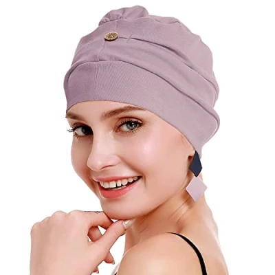 Immagine di osvyo Bambù Chemo Turbina Donna Cancro Calvizie Cappello Copricapo leggero in Cotone Imballaggio Sigillato, ROUGE DI APRICOSE CHIARO, Taglia unica