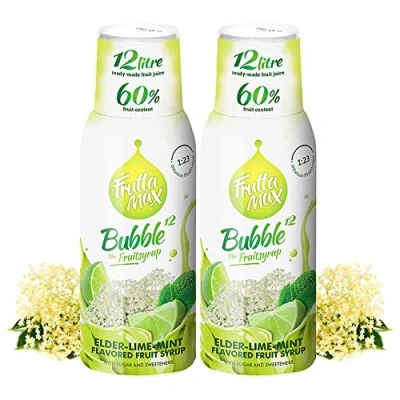 Immagine di FruttaMax Concentrato Sciroppi di frutta Meno zucchero con il 60% contenuto adatto per macchina bibite 500 ml (Fiori Sambuco Lime Menta)