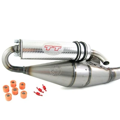 Immagine di Leovince TT Chrome, Tuning Sport Scarico compatibile con Piaggio Zip 50, 2, SP, Base, Fast Rider, SSL (50 ccm/2 tempi)