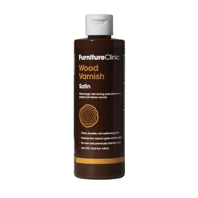 Immagine di Vernice per legno interni extra forte (250 ml, satinata) a base d&#039;acqua ad asciugatura rapida proteggere tutti i mobili, le porte e altri legni duri teneri dai graffi