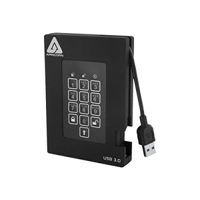 Immagine di Apricorn Aegis Lucchetto Fortress FIPS 140 2 Livello convalidato 256 bit hardware crittografato USB 3.0 Hard Drive con accesso PIN, 1 TB (A25 3PL256 1000F)