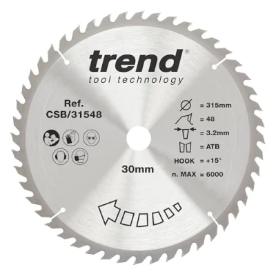 Immagine di Trend Lama per sega circolare CraftPro TCT combinata, diametro 315 mm x 48 denti foro 30 mm, punta in carburo di tungsteno, CSB/31548