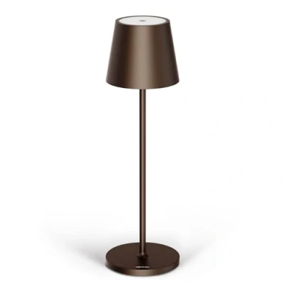 Immagine di Classica 3 (38 cm) Lampada LED Ricaricabile USB C da Tavolo a Lunga Durata con Base Tonda Luce Regolabile (Dimmer) il Tocco Casa e Ristorante Protezione IP54 Bronzo