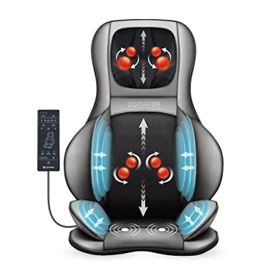Immagine di Comfier Massaggiatore Schiena e Collo con Calore, 2D/3D Shiatsu Elettrico Compressione d’Aria, Sedile Massaggiante per Collo, Tutto il Corpo