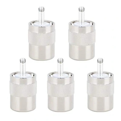 Immagine di VBESTLIFE Connettore coassiale UHF PL 259 a Spina Maschio saldare in Ottone nichelato per 50 Ohm RG8/RG214/RG213 9913/LMR400 (5 PZ)