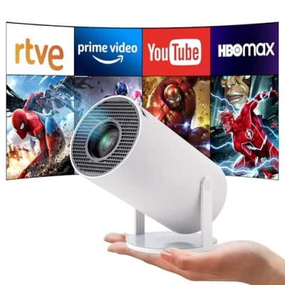 Immagine di Mini Proiettore, 4K Videoproiettore Full HD, Proiettore Portatile Correzione Trapezoidale Automatica, 2.4/5G WiFi Bluetooth 5.0, Android 11.0, Schermo da 130,Rotazione di 180 Gradi