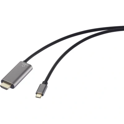 Immagine di Renkforce USB C® / HDMI Cavo adattatore Spina C®, A, presa 1.50 m Nero RF 6409790 UHD 4K;, con di carica