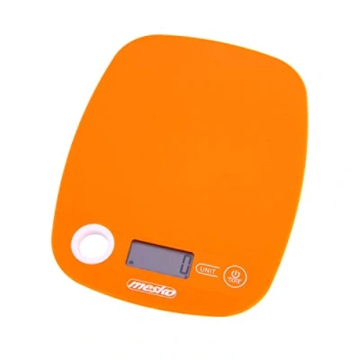 Immagine di Mesko MS3159O Bilancia da Cucina Digitale, Alimenti di Alta Precisione, Ultrapiatta, 5 kg, Display LCD, Gradazione 1 g, Funzione Tare, Misurazione Liquidi, Multifunzione, Arancione