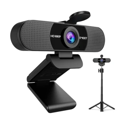 Immagine di EMEET webcam C960 con treppiede, 1080p microfono, mini treppiede regolabile in altezza, copertura privacy, plug &amp; play supporto per zoom/skype/youtube/facetime
