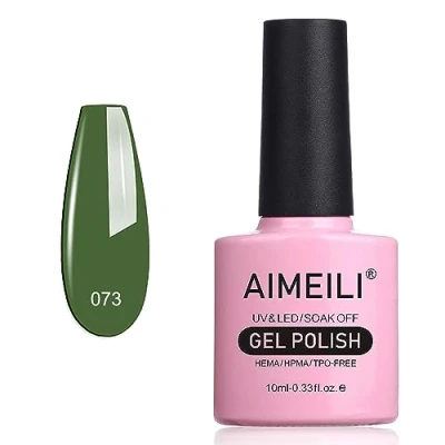 Immagine di AIMEILI Smalto Unghie Verde Semipermente per Manicure Smalti in Gel Soak Off UV LED Kale (073) 10ML