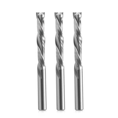 Immagine di EU_HOZLY fresa elicoidale a compressione Up&amp;Down 4 mm, diametro di taglio gambo lunghezza 25 CNC per intagliare il legno, incisione, 3 pezzi