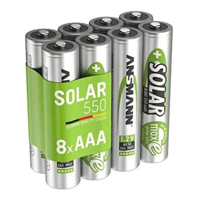 Immagine di ANSMANN MaxE Solar Micro AAA Tipo 550mAh Batteria Ricaricabile ad Alta Capacità 8x HR03