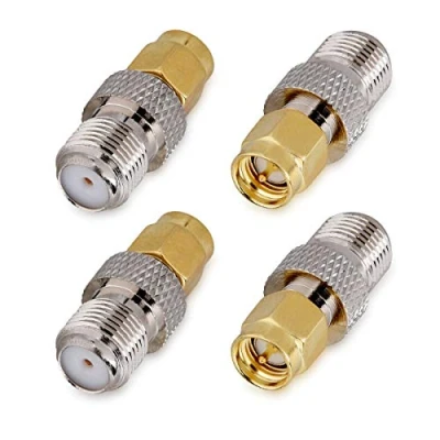 Immagine di kwmobile Connettore F Femmina (no pin) a SMA Maschio (con Set 4x Adattatori da Presa Spina per Cavo Coassiale RF Antenna Radio