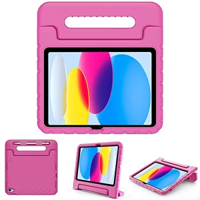 Immagine di ProCase Custodia iPad 10 Generazione per Bambini, Cover 2022 10,9 Pollici [A2696 A2757 A2777] Antiurto con Maniglia Convertibile Rosa