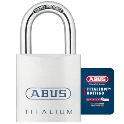 Immagine di ABUS Lucchetto Titalium 80TI/60 da cantina con corpo leggero e solido in alluminio speciale Livello di sicurezza 8 Argento