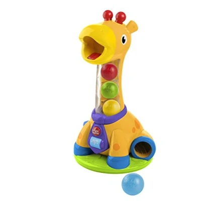 Immagine di Bright Starts, Spin &amp; Giggle Giraffe, giraffa Balla Popper, Giocattolo di attività musicale con luci e suoni, 5 palline, sviluppo precoce colori numeri, bambino dai 12 mesi+