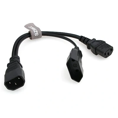 Immagine di SZRMCC C14 a C13+Europa EU 2Pin Femmina Y Splliter Cavo di Alimentazione IEC Maschio C13 e CEE7/16 2 Pin Presa Adattatore Prolunga per UPS PDU Monitor