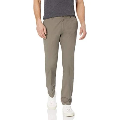 Immagine di Amazon Essentials Pantaloni Chino Aderenti con Parte Piatta sul Davanti Resistenti alle Pieghe Uomo, Grigio Talpa, 40W / 28L
