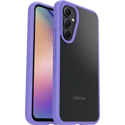 Immagine di Otterbox Cover per Samsung Galaxy A54 5G Sleek, resistente a shock e cadute, testata norme anti caduta MIL STD 810G, Protezione Antimicrobica, Trasparente /Viola, Senza Retail Package
