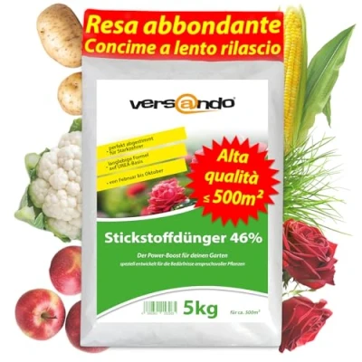 Immagine di versando 5 kg di concime a base UREA 46% azoto per circa 200 m² tutte le colture da giardino febbraio ottobre