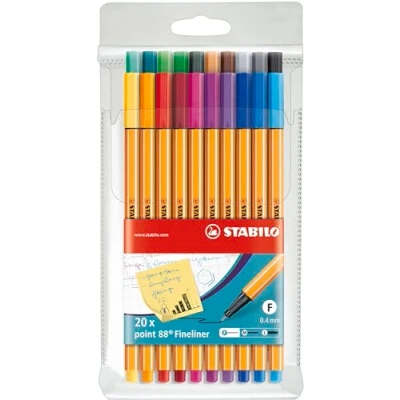 Immagine di Fineliner STABILO point 88 Astuccio da 20 Colori assortiti