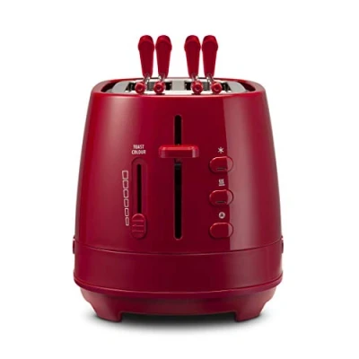 Immagine di De&#039;Longhi CTLAP2203.R Tostapane con Pinze, Controllo Progressivo del Grado di Tostatura, Indicatori Luminosi, Cassetto Raccoglibriciole, Piedini Antiscivolo, Potenza 550 Watt, Plastica, Rosso