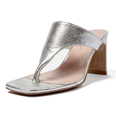 Immagine di L37 HANDMADE SHOES Sayonara, Sandalo con Tacco Donna, Argento, 41 EU