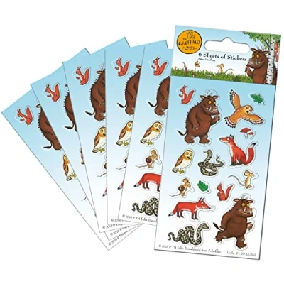 Immagine di Paper Projects Gruffalo Adesivi per sacchetti feste, 6 fogli, 12,5 x 7,5 cm, colore: blu
