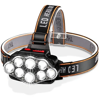 Immagine di DAWINSIE Torcia Frontale LED USB Ricaricabile, Lampade da Testa con 8 4 Modalità, IPX20 Impermeabile, per Campeggio, Corsa, Jogging, Pesca