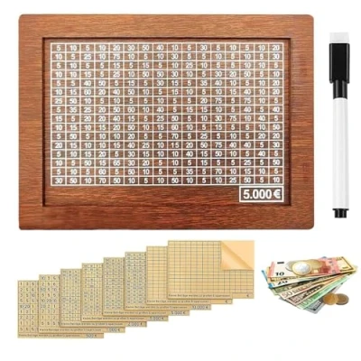 Immagine di Salvadanaio in Legno, con Contatore,Salvadanaio Riutilizzabile, Nummer Obiettivo,per Aiutare i Bambini a Costruire L&#039;abitudine al Risparmi
