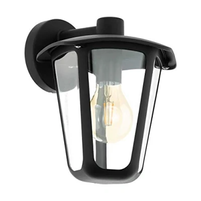 Immagine di Eglo Monreale Lampada da Parete per Esterni a 1 Luce, in Alluminio e Plastica, Attacco E27. IP44. Nero