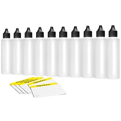 Immagine di Oputec 10 x 250 ml bottiglie di liquido con contagocce + etichette sicuro per gli alimenti plastica PE morbide da riempire soli bottiglia laboratorio