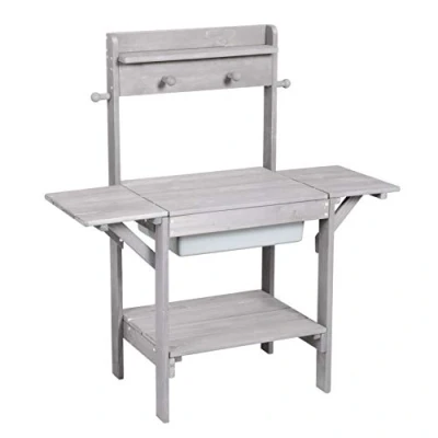 Immagine di roba Cucina Midi per Bambini Giardino e la Cameretta Resistente alle Intemperie Giochi Esterno dai 18 Mesi Legno Massiccio Grigio
