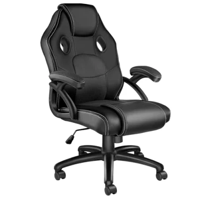 Immagine di TecTake® Sedia da Ufficio Ergonomica, Scrivania con Rotazione 360, Imbottitura Confortevole, Rivestimento Similpelle, Poltrona Gaming Altezza Regolabile, 5 Rotelle Doppie Nero