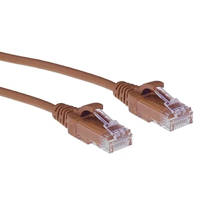 Immagine di ACT Cavo di rete CAT6, U/UTP LSZH LAN sottile 3,8 mm, flessibile Snagless Ethernet con connettore RJ45, per uso in data center, 10 metri, marrone DC9210