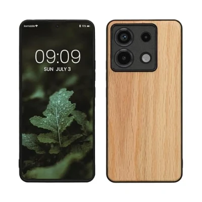 Immagine di kwmobile Custodia Compatibile con Xiaomi Redmi Note 13 Pro 5G / Poco X6 Cover Protezione in Legno per Smartphone Back Case Bumper Silicone TPU marrone chiaro/marrone