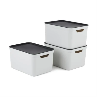 Immagine di Rotho Jive Dekobox, Contenitori con coperchio, bianco/antracite, 16 L, 36.5 x 27 cm, Set di 3