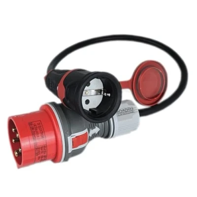 Immagine di RoadEu Adattatore CEE ad alta corrente CEE, spina 16A, 380 V a 220 V, Schuko cavo in gomma da 3 x 2,5 mm, 16 230