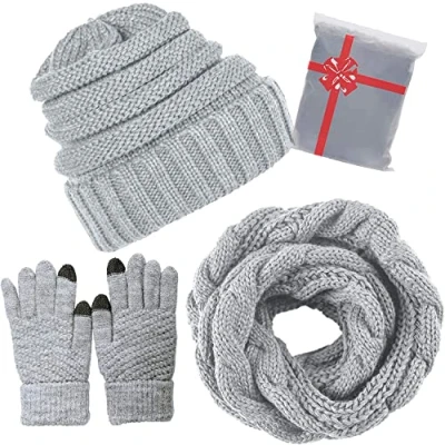 Immagine di CheChury Cappelli Invernali Donna da Sciarpa Guanti Touch Screen Winter Set 3 Pezzi