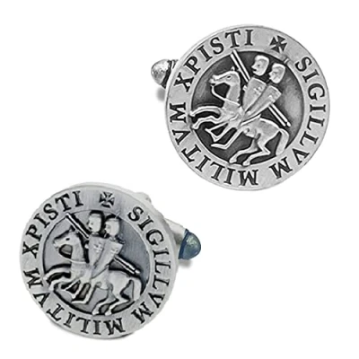 Immagine di Knights Templar Seal Gemelli massonici con sacchetto di velluto