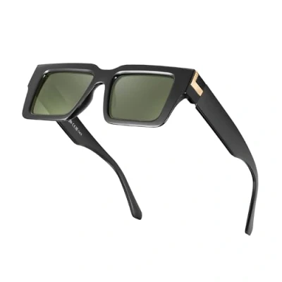 Immagine di JM Occhiali da Sole Rettangolari Polarizzati per Uomo e Donna, Quadrati Spessi Alla Moda, Protezione UV400, Nero