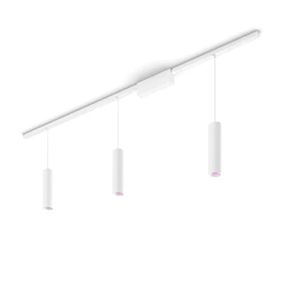 Immagine di Philips Hue White and Color Ambiance, Perifo, Kit di Illuminazione a Binario, con 3 Lampade Sospensione, 17W, Bianco