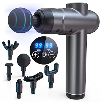 Immagine di SHAVINGFUN pistola massaggio Muscolare,massaggiatore muscolare,99 Livelli Regolabili e 6 Testine di Massaggio,mini Muscolare con Display LCD,per Alleviare Il Dolore